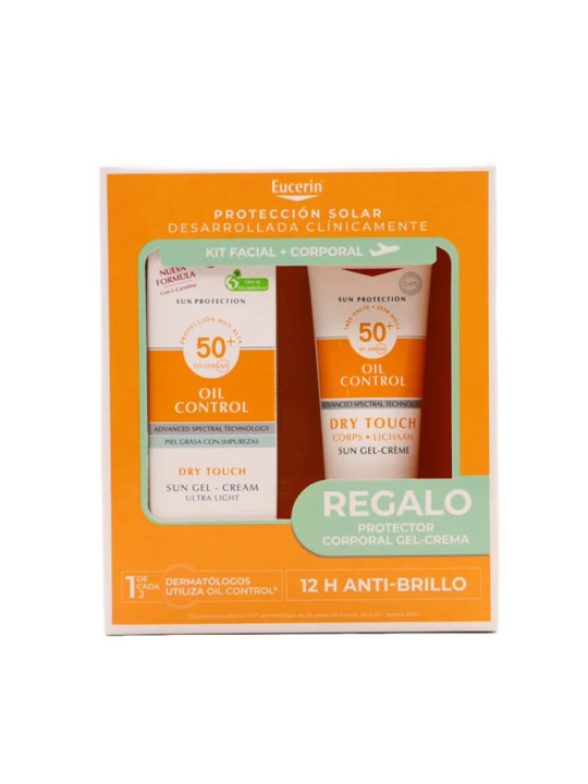 Eucerin Sun Gel-Crème Oil Control Toucher Sec SPF50+ 50ml Coffret 2 Pièces