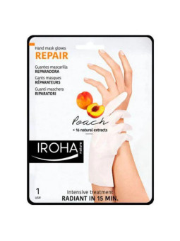 Iroha Nature Masque Mains et Ongles à la Pêche - Gants Réparateurs