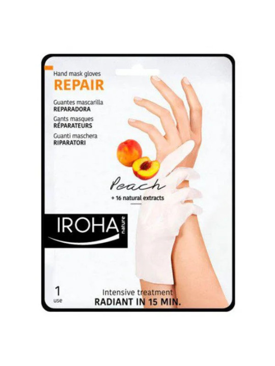 Iroha Nature Masque Mains et Ongles à la Pêche - Gants Réparateurs