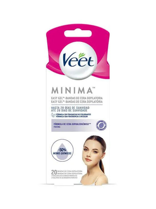 Veet Bandes De Cire Froide Visage Peaux Sensibles 20 Unités