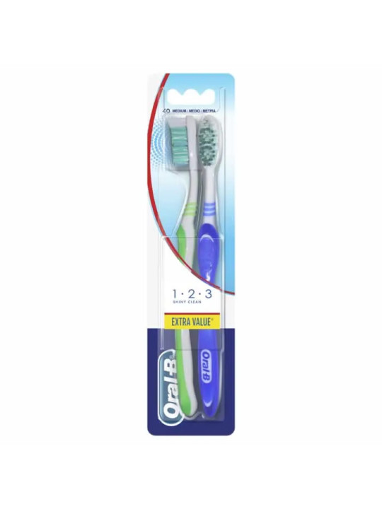 Oral-B Shiny Clean Brosse À Dents Medium 2 Unités