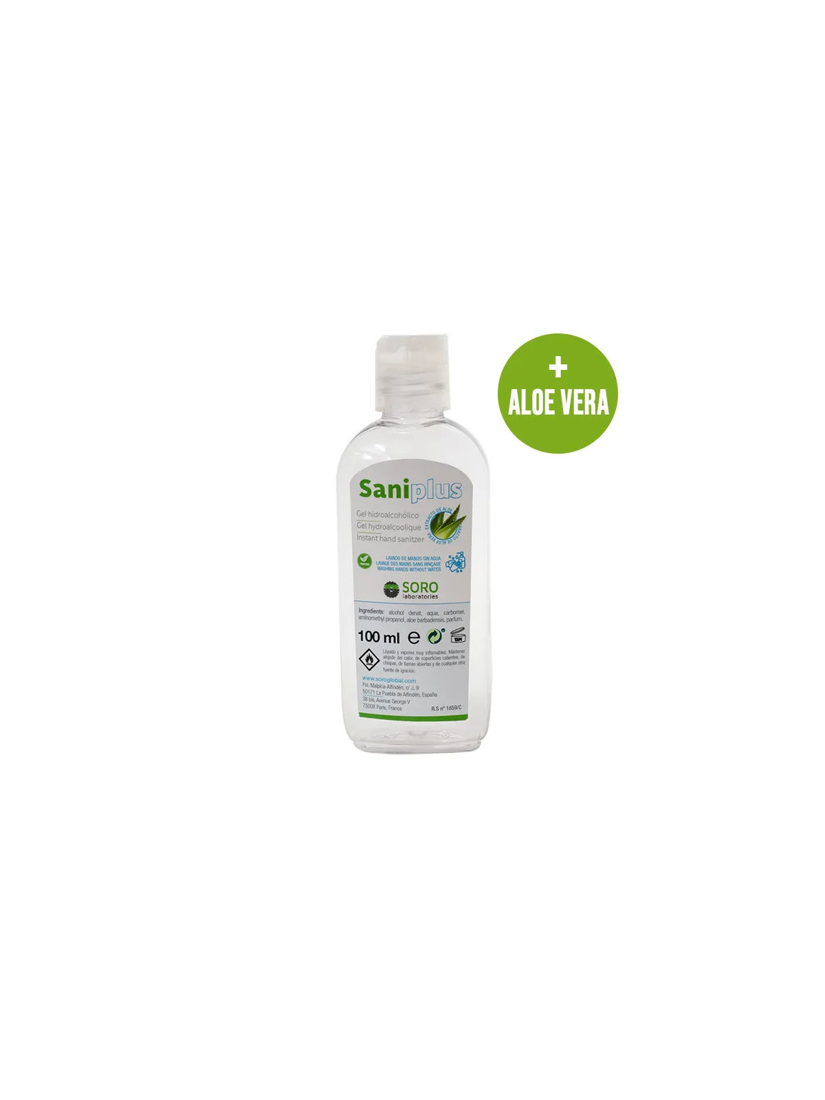 Saniplus Gel Hydroalcoolique Hygiénisant Pour Les Mains à l'Aloe Vera 100ml