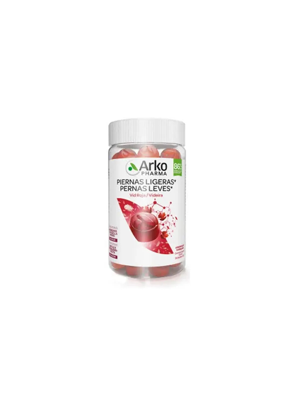 Arkopharma Jambes Légères 60 Gommes Saveur Canneberge et Cassis