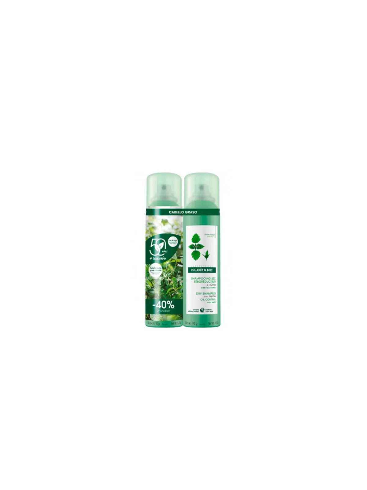 Klorane Shampooing Sec Purifiant à l'Ortie Lot de 2x150ml