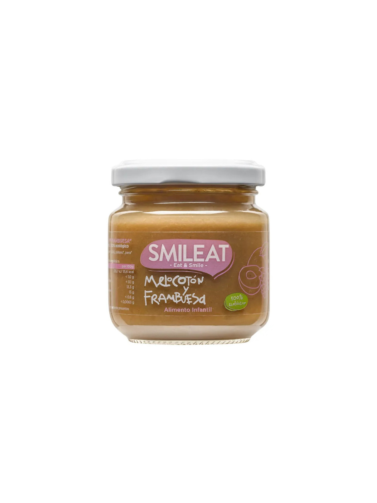 Smileat Petit Pot Bio Framboise et Pêche 130g