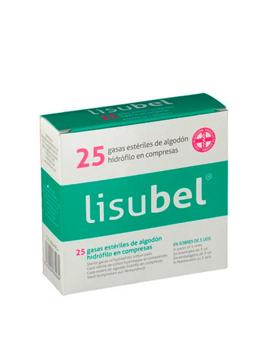 Lisubel Compresses de Gaze Stérile en Coton Hydrophile 25 Unités