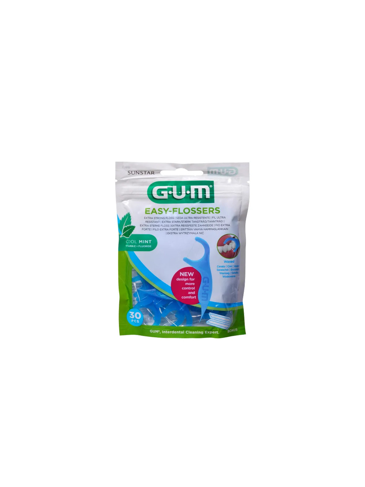 GUM Easy Flossers Menthe Fraîche Vitamine E Fluor 30 Unités
