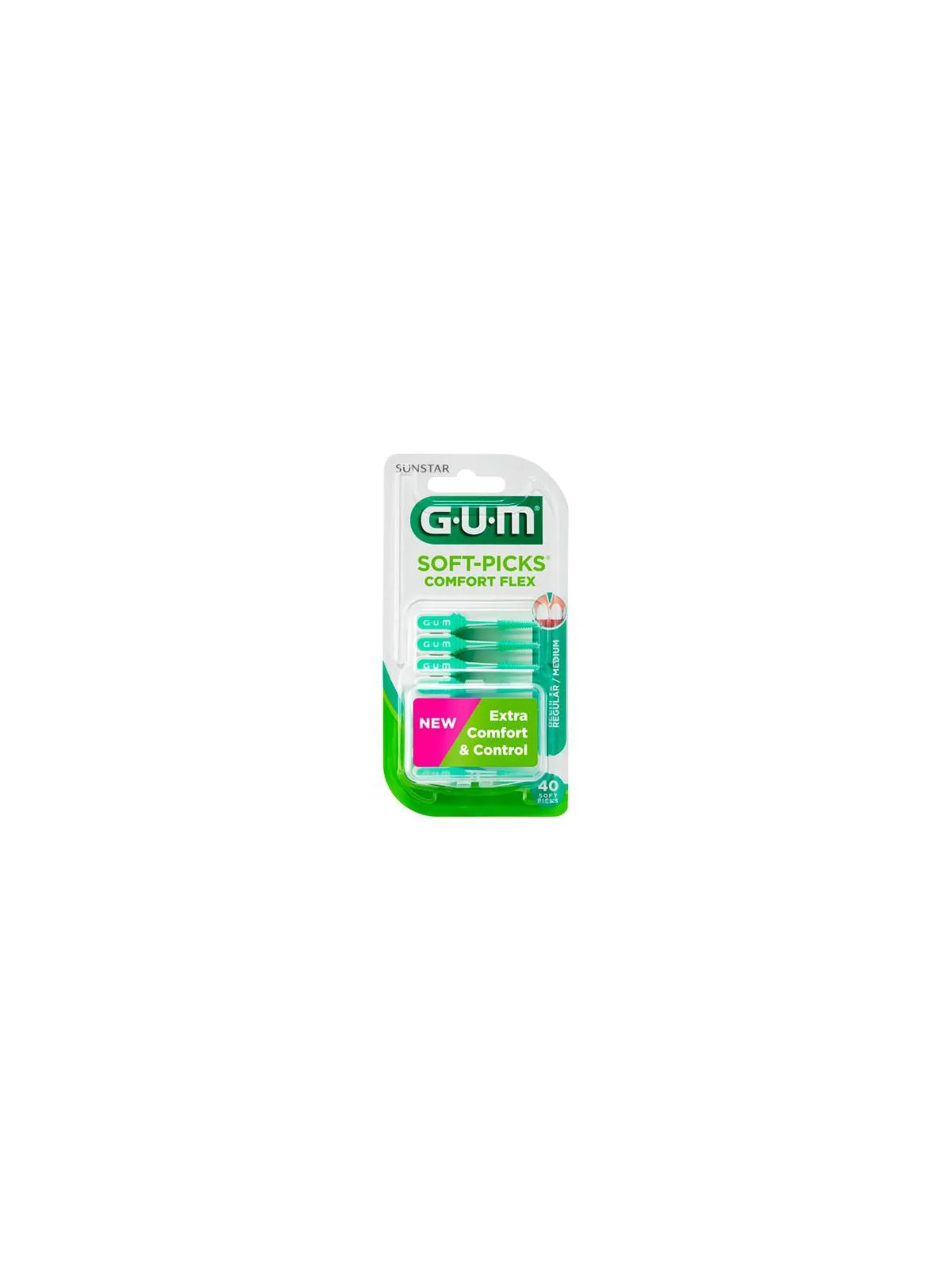 GUM Soft-Picks Comfort Flex Regular Menthe 40 Unités