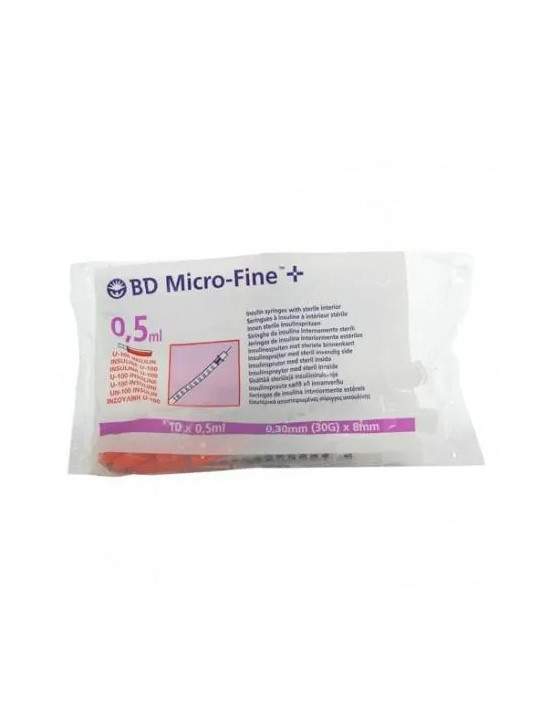 BD Seringue-Aiguille Insuline 0,5ml U100 8mm 30G 10 Unités
