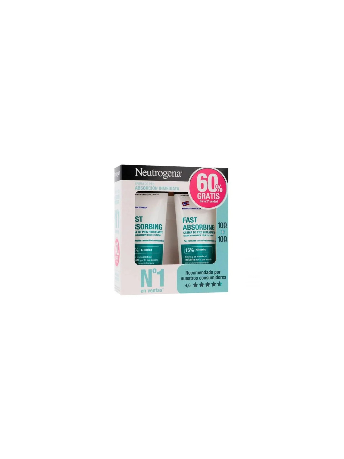 Neutrogena Crème pour les Pieds à Absorption Immédiate 2x100ml
