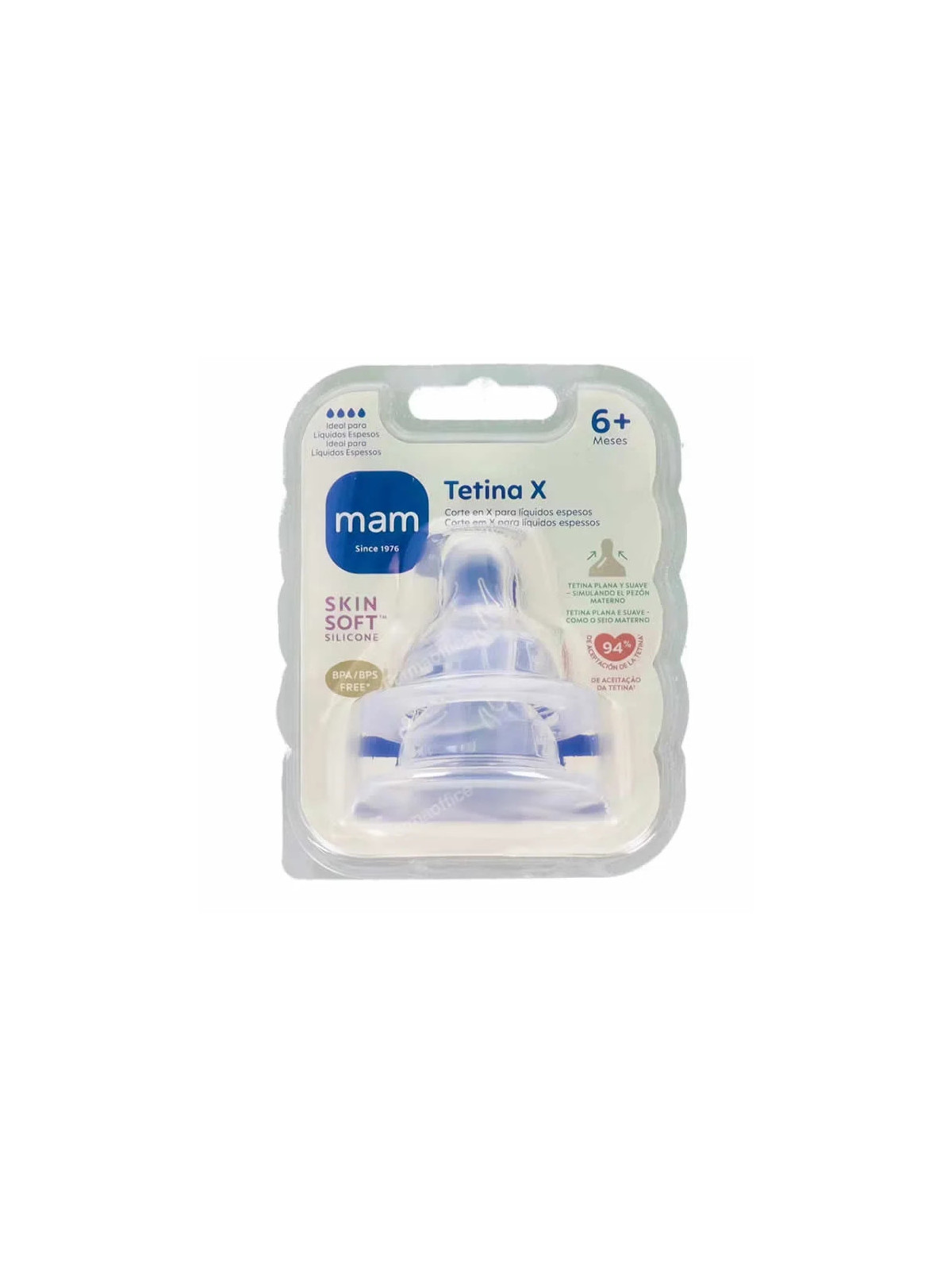 MAM SkinSoft Tétine Pour Liquides Épais +6 Mois 2 Unités