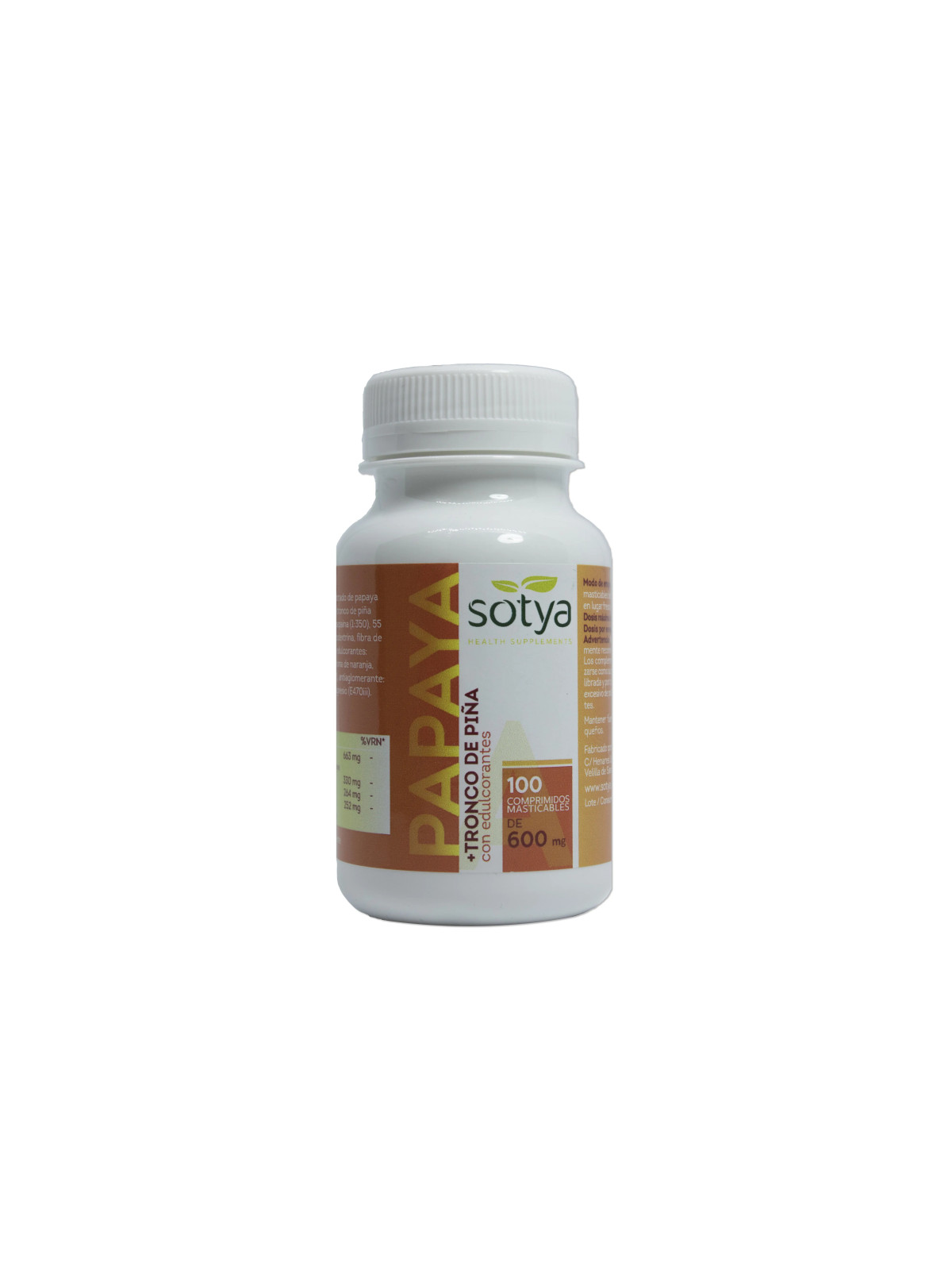 Sotya Papaye Tige d'Ananas 600 mg 100 Comprimés