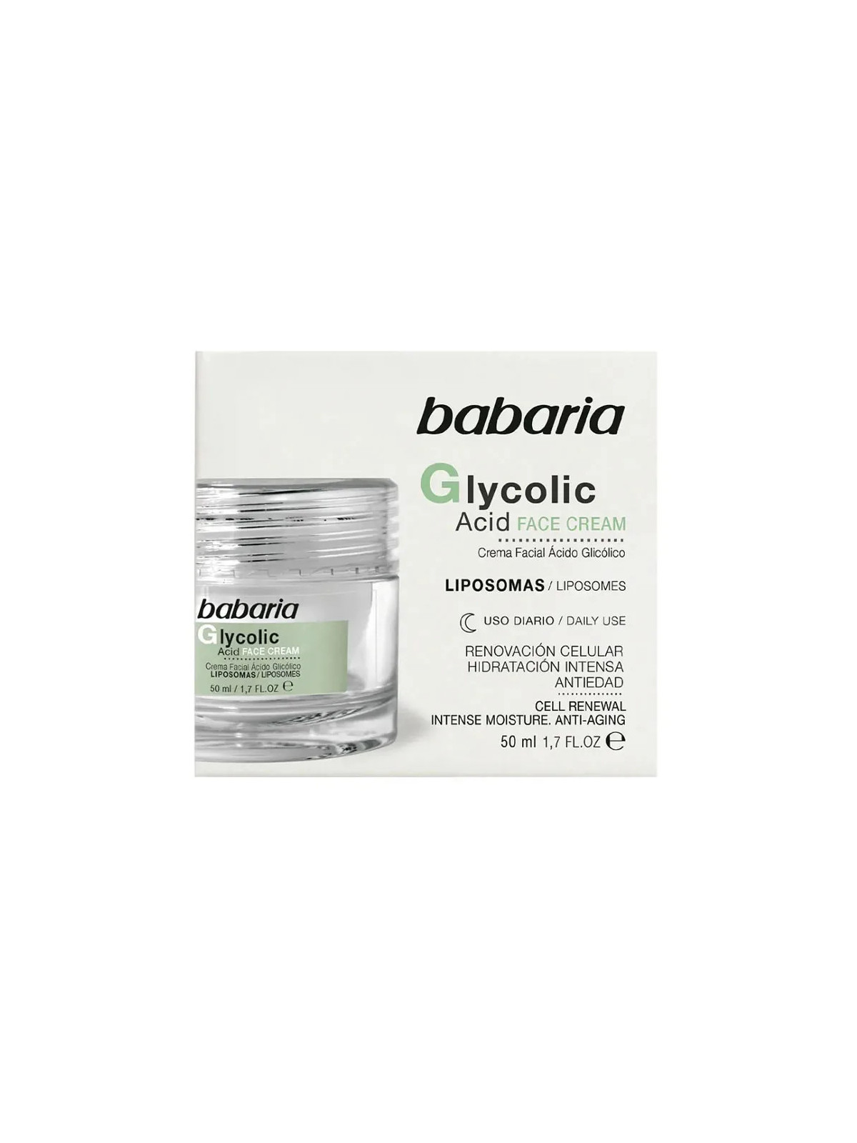 Babaria Crème Visage à l'Acide Glycolique Renouvellement Cellulaire 50ml