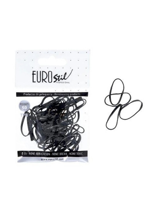 Eurostil Sachet d'Élastiques Noirs 50 unités
