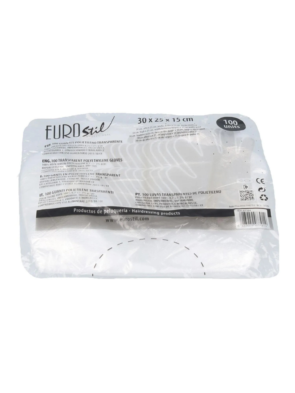 Eurostil Gants Jetables Transparents Sachet 100 unités