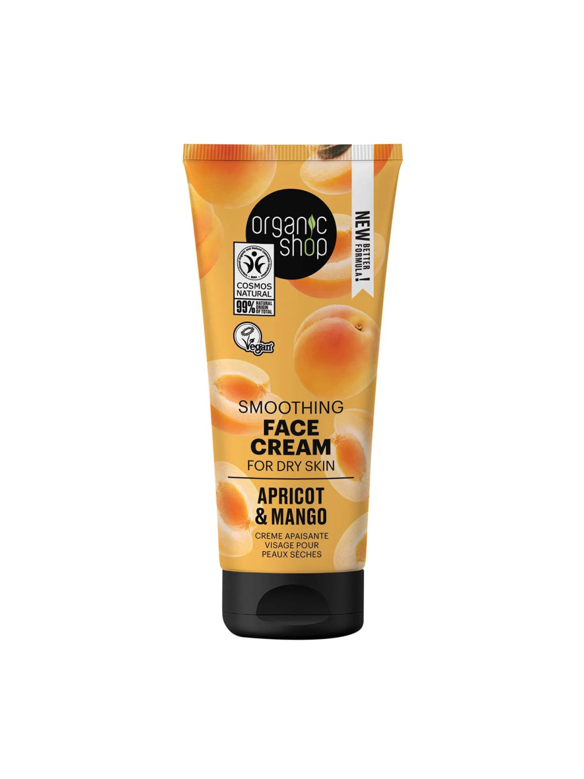Natura Siberica Organic Shop Apricot Crème Visage Lissante Peaux Sèches 50ml