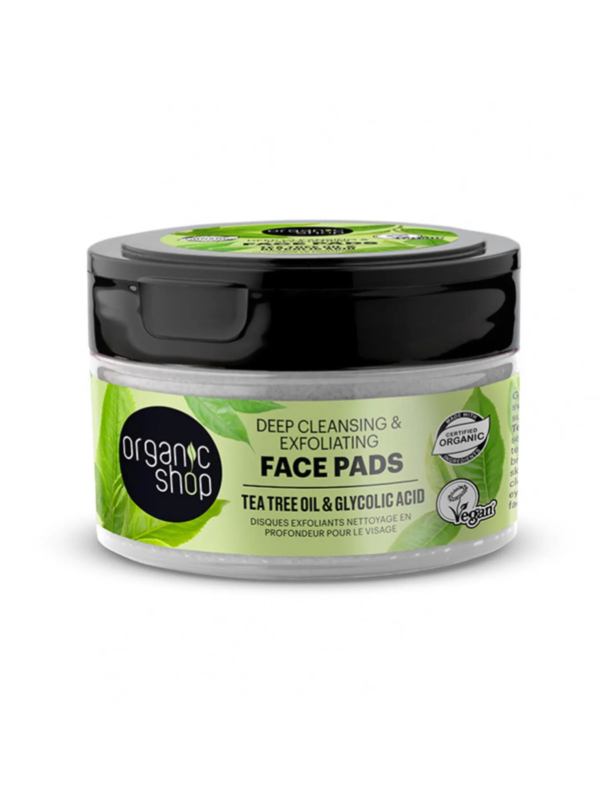Organic Shop Tea Tree Disques Faciaux Exfoliants Nettoyage Profond 20 unités