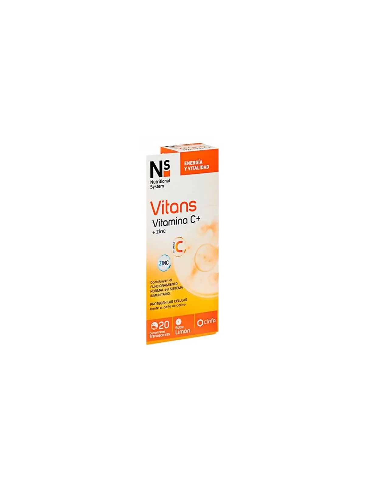 NS Vitans Vitamine C + Zinc 20 Comprimés Effervescents Saveur Citron